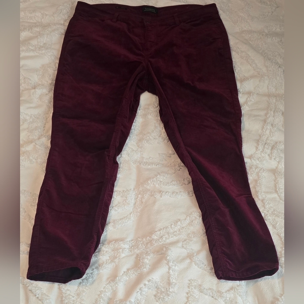 Talbots Women's Wine/Burgundy Faux Velvet Pants, Size 16 (1205)